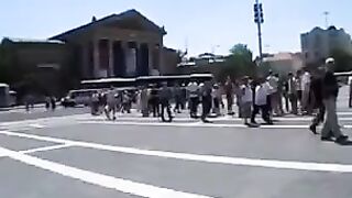 A girl is trying on clothes, she gets horny and fucks publicly