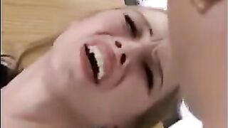 Blonde with fragile look is pleased by deep fisting in her pussy