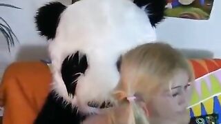 A woman has sex with a bear in the style of Panda