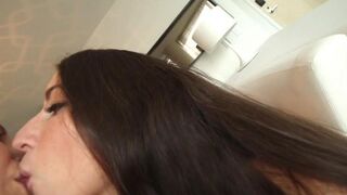 Two cute girls are fucking on the couch, doing pussy licking