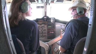 Blonde stewardess with huge tits gets her pussy railed