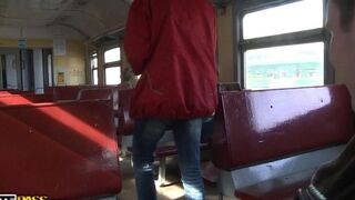 A hot girl was picked up on the train and fucked by many