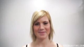 A young Czech blonde makes a blowjob at the porn casting