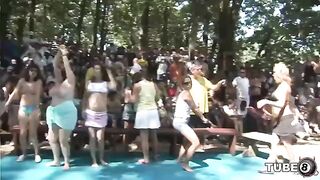 A young girl is fucking in the forest with a guy in this video