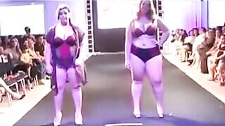 Fatty girls in swimsuits are running on the boardwalk and pissing publicly