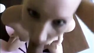 Girl makes deep blowjob with great sucking skill