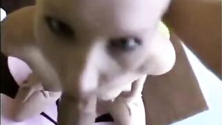 Girl makes deep blowjob with great sucking skill