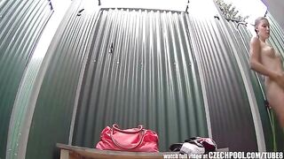 A girl took a shower and there was a camera