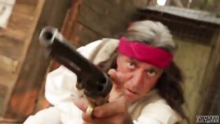 The cowboy punished a girl but he also licked her pink clitoris