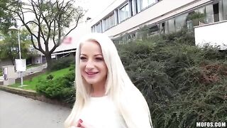 A blonde with natural tits gets fucked by a guy on Private