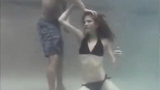 Redhead beauty has sex with her partner in the swimming pool