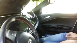 A young beauty started to do blowjob right in the car