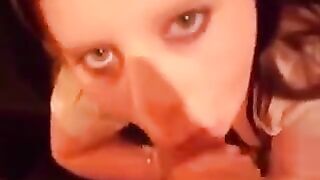 Young girls love to eat fresh sperm when doing blowjob