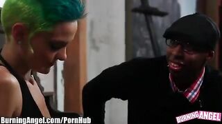 Emo blonde in hot anal action with Negros