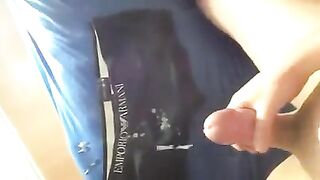 The guy masturbates his dick, but no sperm comes out, until a hot girl helps