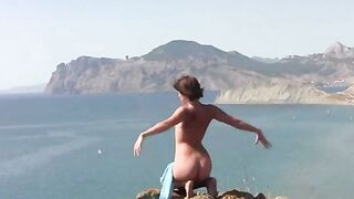 Nude beauties are having fun on the beach without any clothes