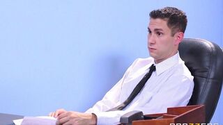 Two girls fucked by one guy at the interview