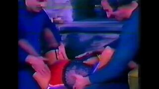 A hot threesome sex with a retro style from the 80s