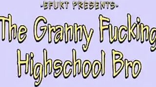 He managed to get his cock in the crotch of the granny, it was a tight fit