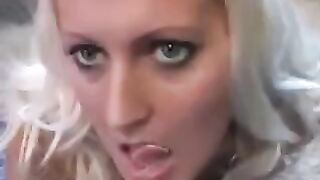The whims licked sperm from a spoon with sensual blowjob