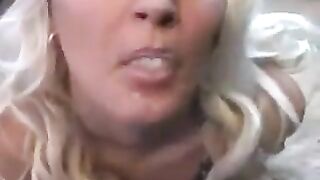 The whims licked sperm from a spoon with sensual blowjob
