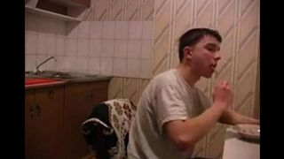 A mother with cancer fucks her son in the kitchen, he is not against it