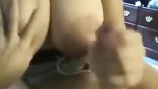 Fat woman swallows all the sperm without any remainder