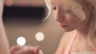 Blonde beauty got fucked in the studio after making a blowjob