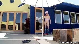 A blonde girl sucks the long dick of her partner