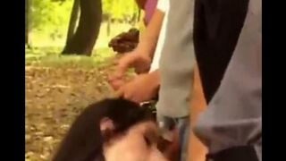 Group of girls was attacked and raped in all holes right on the street
