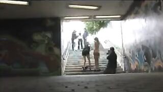 A diluted girl was roughly fucked right in the transition
