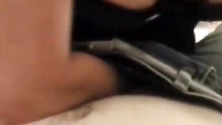 A sexy brunette in stockings fucks with her husband at home