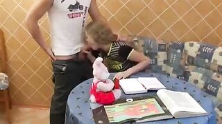 A cute baby arranged a private meeting with his classmate