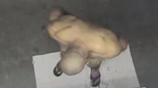 A spy camera in the shower captured a naked man
