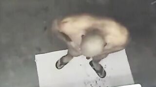 A spy camera in the shower captured a naked man