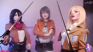 Three wet pussies get fucked and licked clean in a steamy lesbian threesome