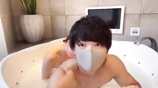Japanese guy’s slippery handjob and intense sex in doggy style
