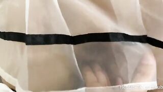 Schoolgirl cosplay with a kinky twist and footjob action