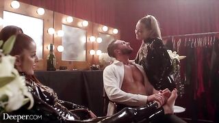 Avery and Vanna try on new latex clothes and fuck