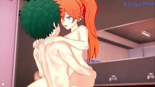 The cheerleader Yaoyorozu has a surprise for Kendo and Midoriya in the locker room