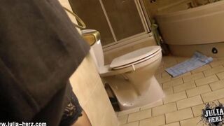 A hot brunette has sex at home and gets covered in cum