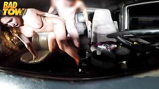 A girl is fucking with driver in his car