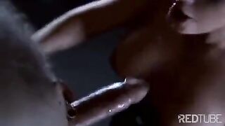 The lady has a slave and she likes to have sex with him