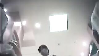 The hidden camera at the checkout captures girls' skirts