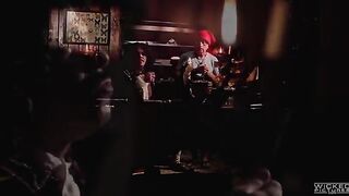 The glamorous whore gives the guy an incredible blowjob