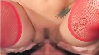 Chick in linen stockings sat on her face, showcasing intense passion