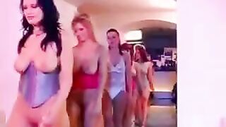 A gangbang with a sexy girl who has big natural tits