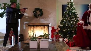 A naughty girl got fucked by Santa Claus in his suit