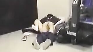He lowered his pants and began to fuck a girlfriend