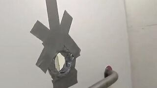 A girl is having fun with a member in the club toilet